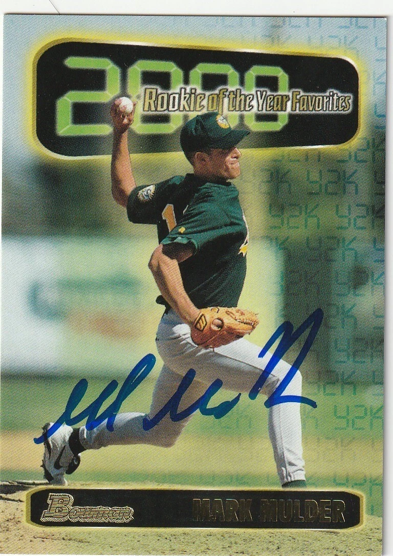 MARK MULDER OAKLAND A'S   SIGNED 1999 BOWMAN 2000 ROY FAVORITES CARD #ROY7