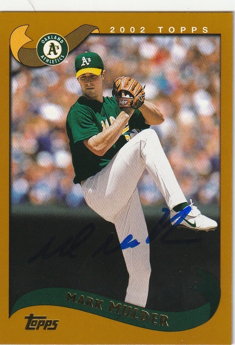 MARK MULDER OAKLAND A'S   SIGNED 2002 TOPPS CARD #90