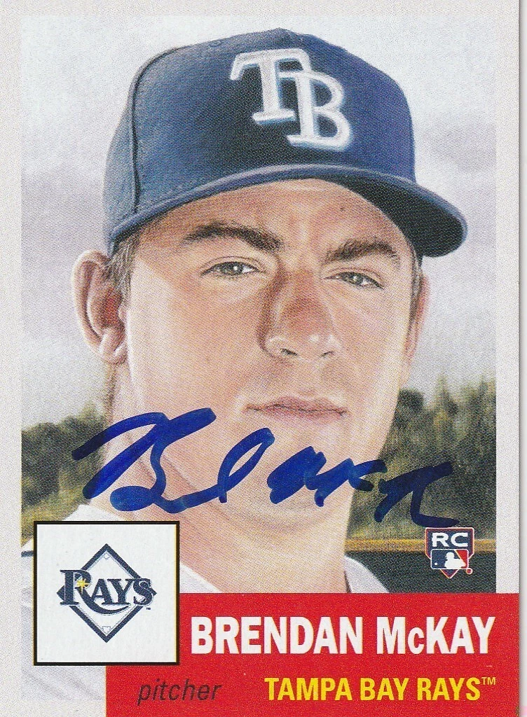BRENDAN MCKAY TAMPA BAY RAYS  SIGNED TOPPS LIVING SET CARD #320