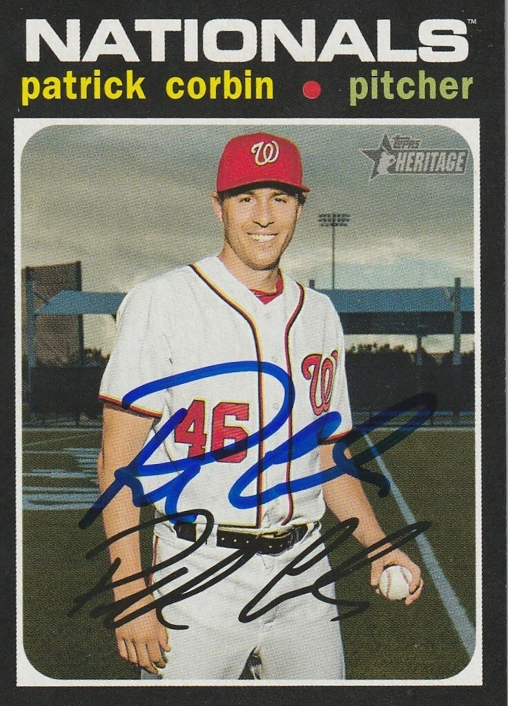 PATRICK CORBIN WASHINGTON NATIONALS  SIGNED 2020 TOPPS HERITAGE #230