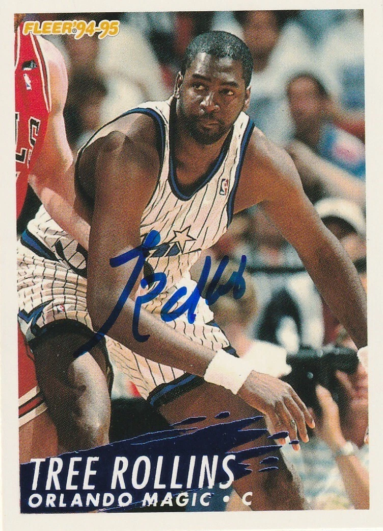 TREE ROLLINS ORLANDO MAGIC  SIGNED 1994 FLEER CARD #339