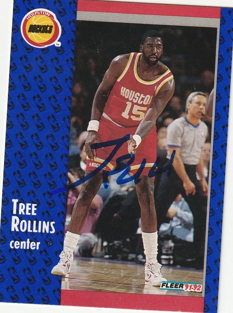 TREE ROLLINS HOUSTON ROCKETS  SIGNED 1991 FLEER CARD #291
