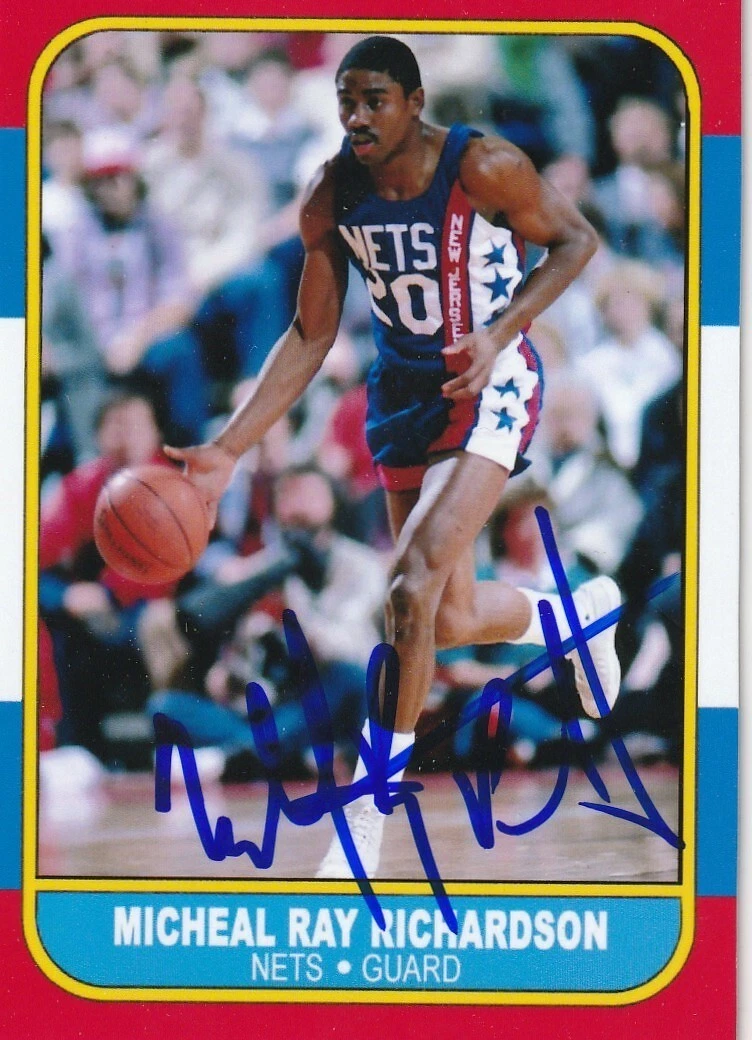 MICHAEL RAY RICHARDSON NEW JERSEY NETS  SIGNED 1986 STYLE CUSTOM CARD