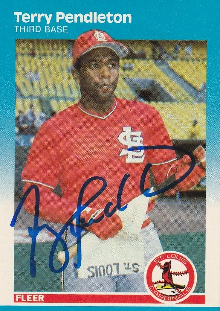 TERRY PENDLETON ST. LOUIS CARDINALS SIGNED 1987 FLEER CARD #306
