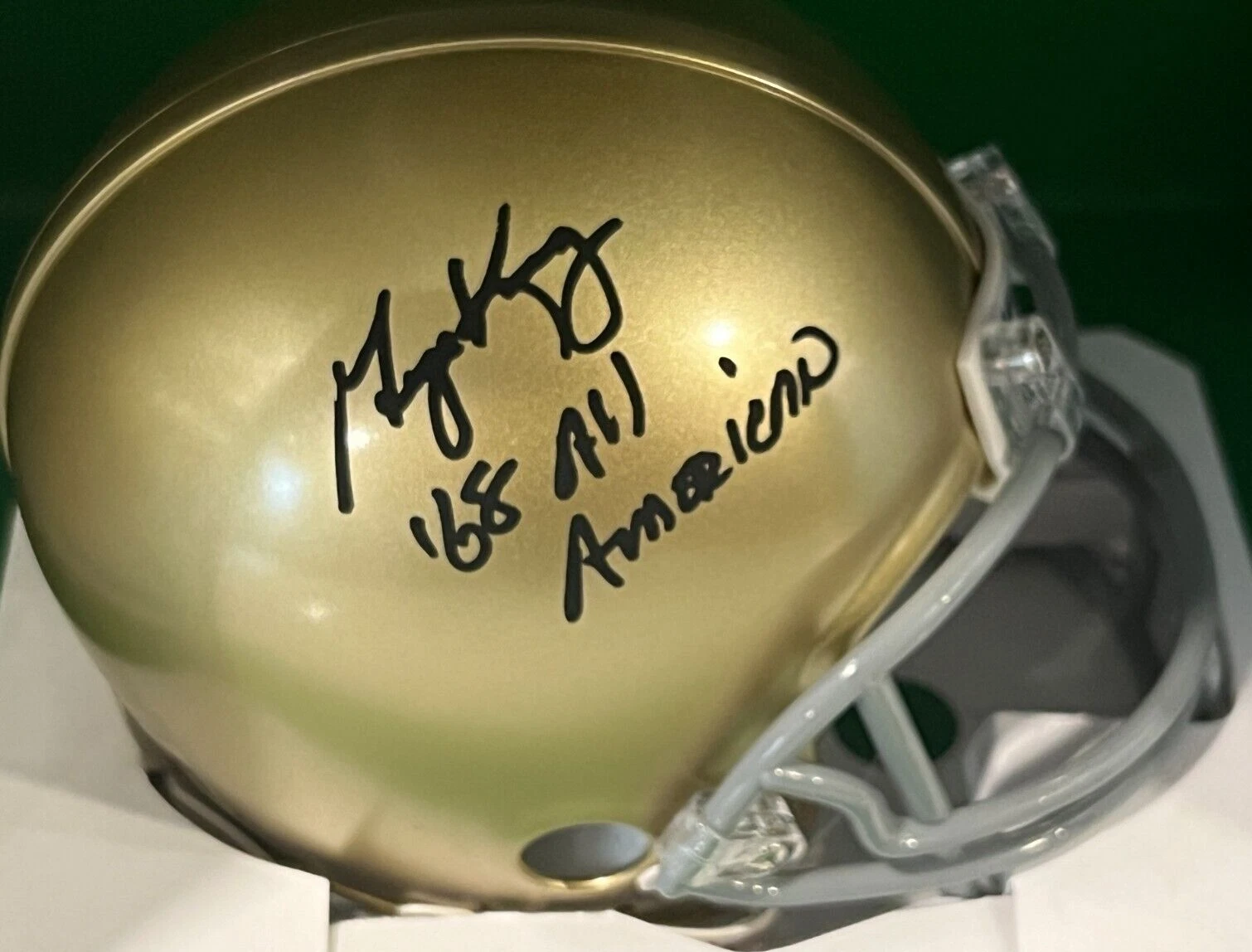 GEORGE KUNZ  NOTRE DAME FIGHTING IRISH  68 ALL AMERICAN  SIGNED MINI HELMET