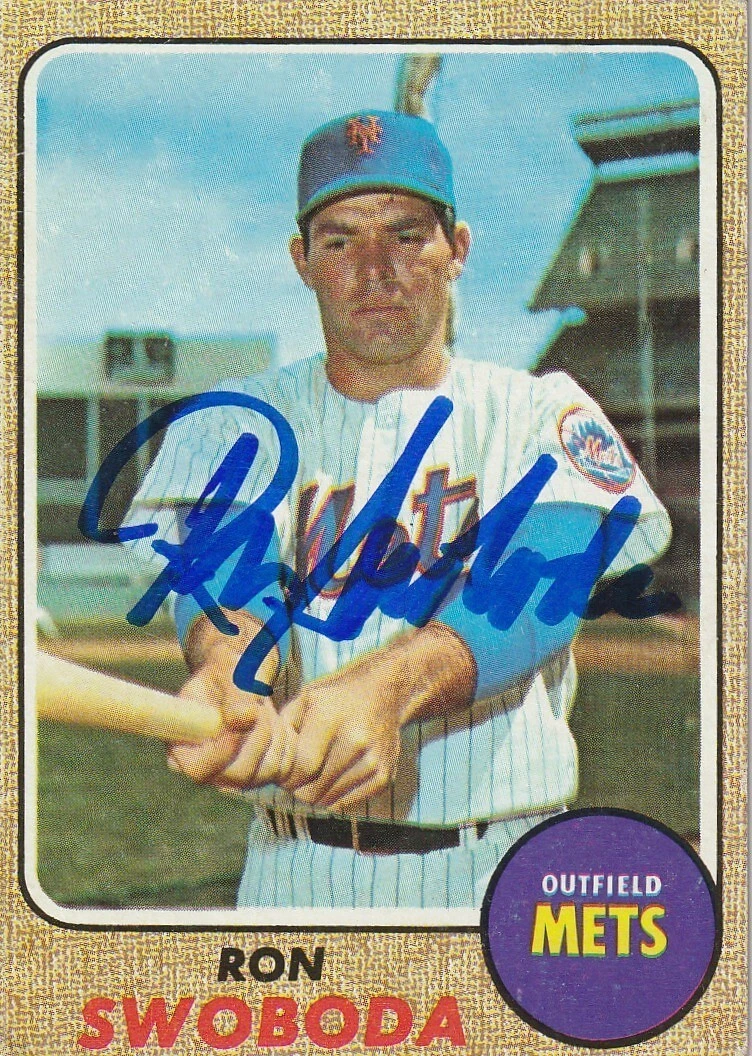 RON SWOBODA NEW YORK METS  SIGNED 1968 TOPPS CARD #114