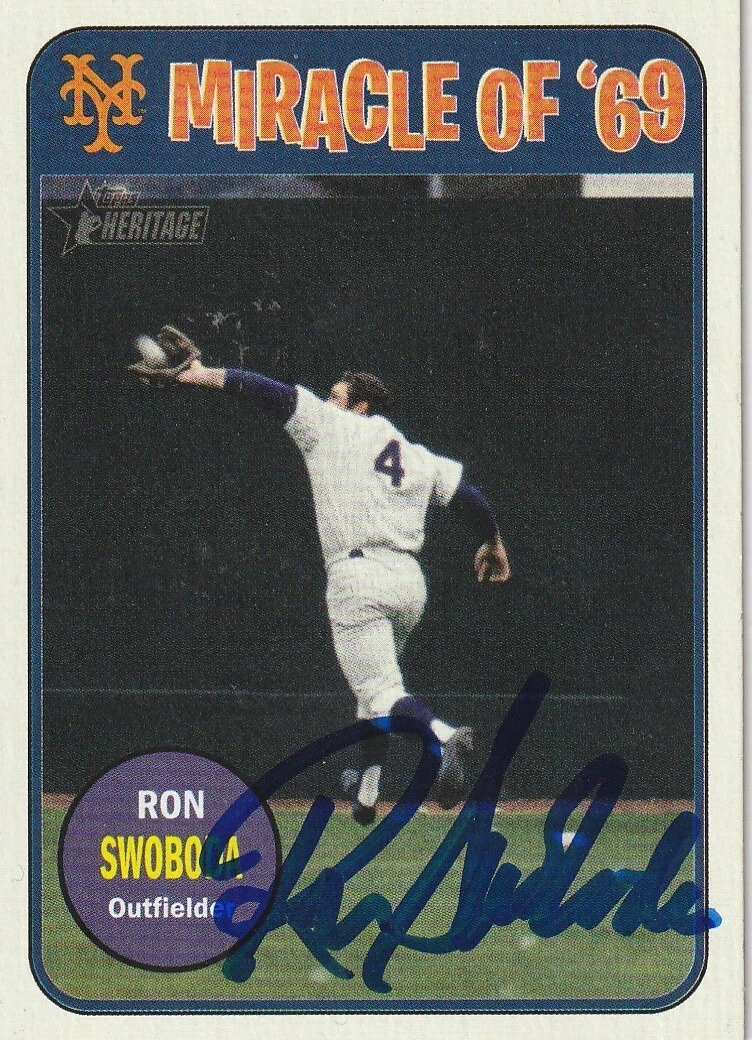 RON SWOBODA NEW YORK METS  SIGNED 2018 TOPPS HERITAGE MIRACLE OF '69 CARD #MO69