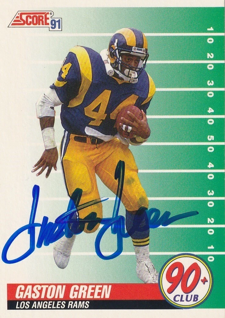 GASTON GREEN  LOS ANGELES RAMS  SIGNED 1991 SCORE CARD #322