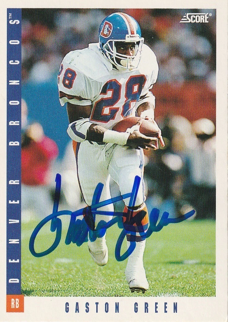 GASTON GREEN  DENVER BRONCOS  SIGNED 1993 SCORE CARD #156