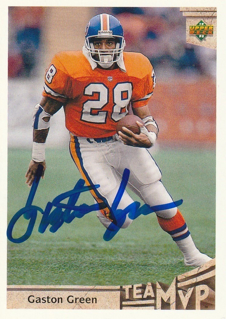 GASTON GREEN  DENVER BRONCOS  SIGNED 1992 UPPER DECK CARD #354