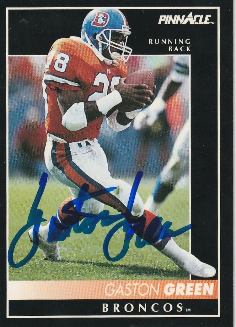 GASTON GREEN  DENVER BRONCOS  SIGNED 1992 PINNACLE CARD #75