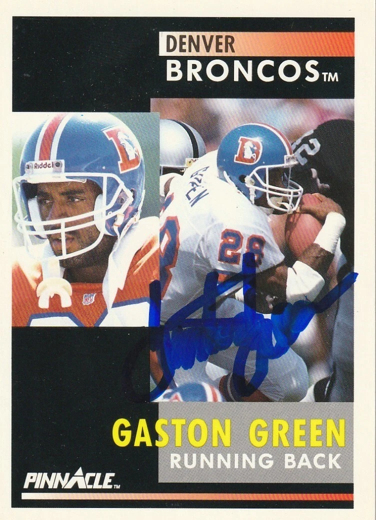 GASTON GREEN  DENVER BRONCOS  SIGNED 1991 PINNACLE CARD #48