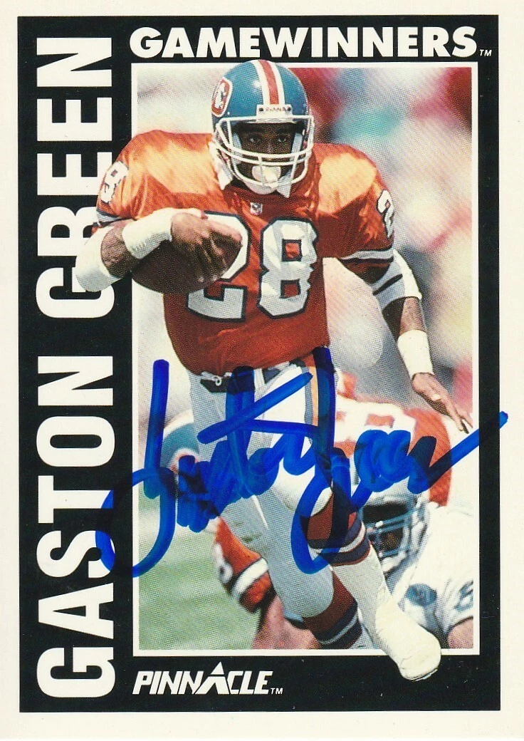 GASTON GREEN  DENVER BRONCOS  SIGNED 1991 PINNACLE CARD #365