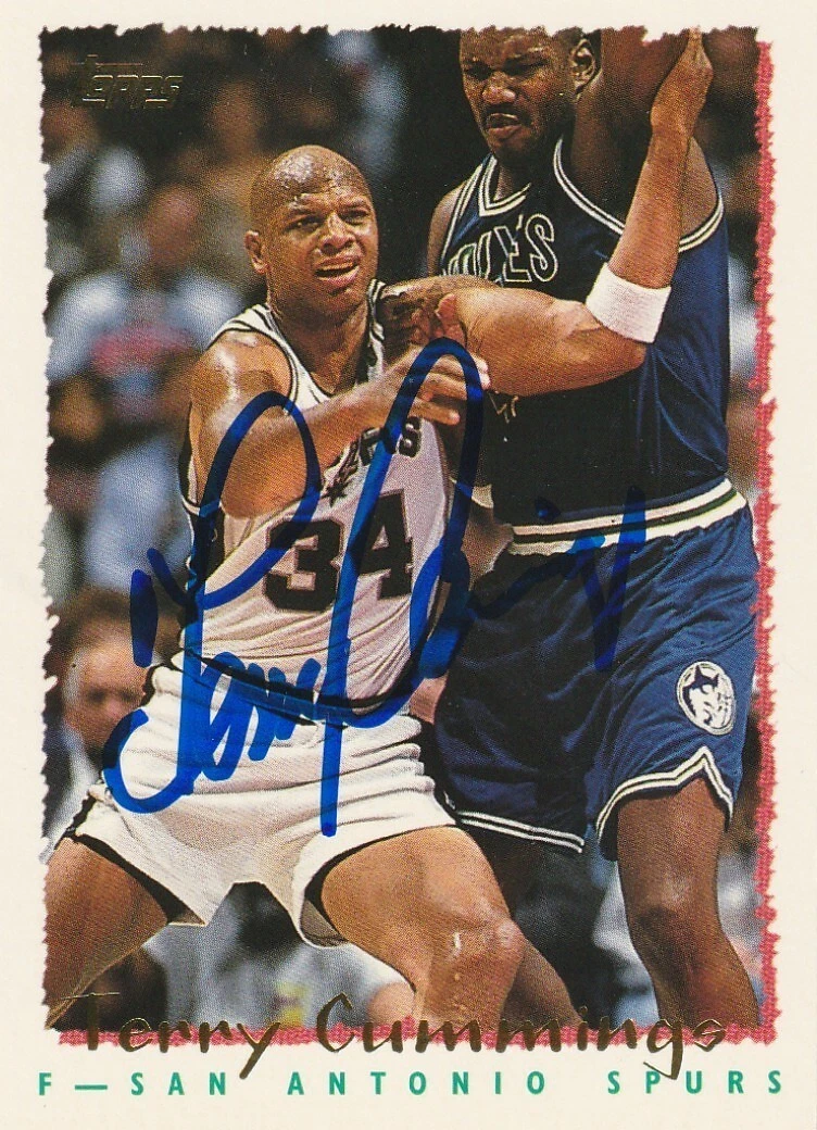 TERRY CUMMINGS SAN ANTONIO SPURS  SIGNED 1994 TOPPS CARD #35