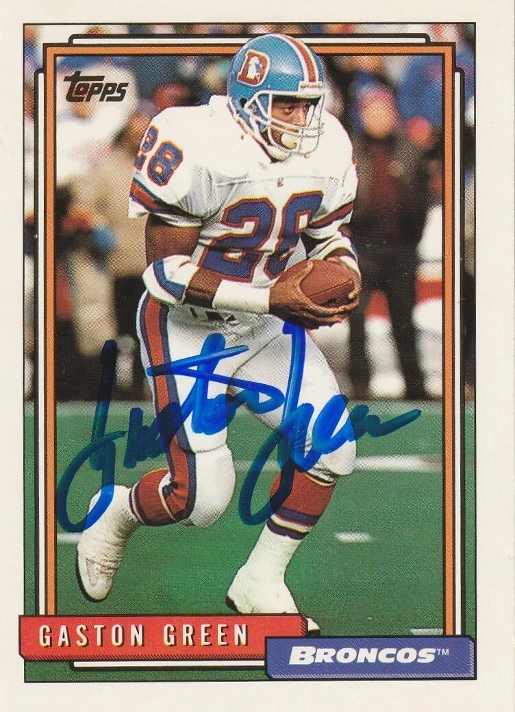 GASTON GREEN DENVER BRONCOS  SIGNED 1992 TOPPS CARD #535