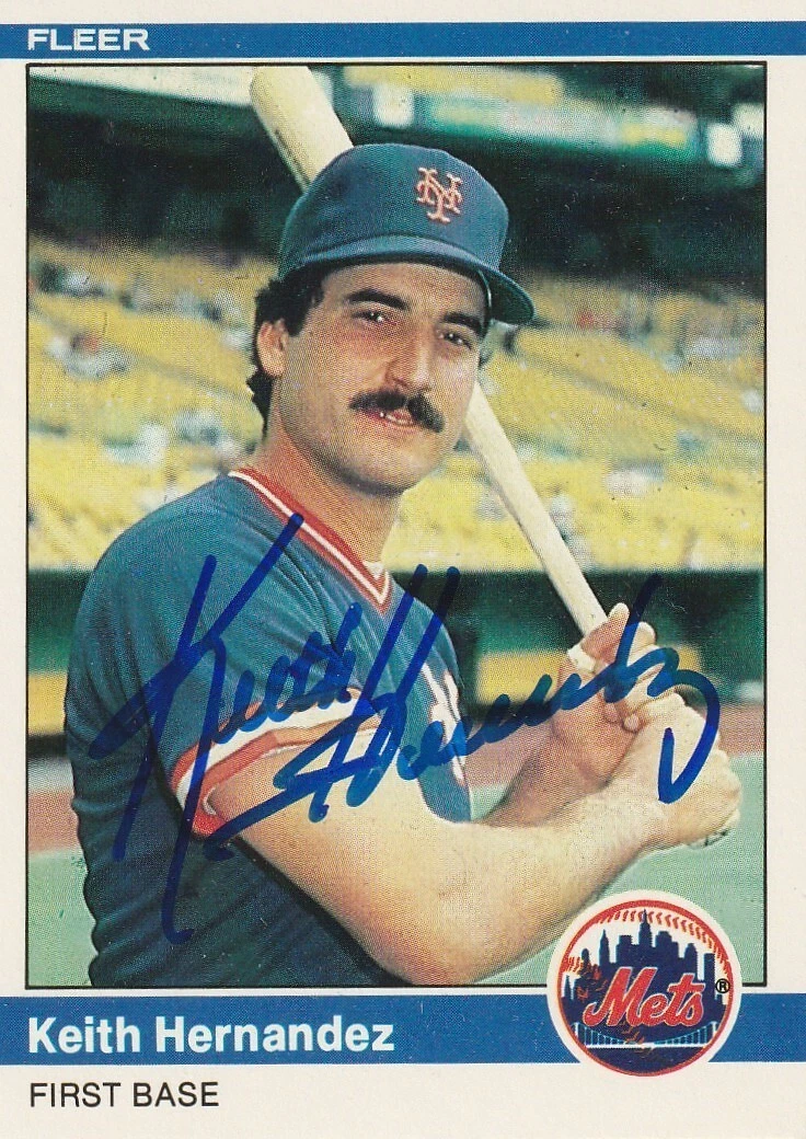 KEITH HERNANDEZ  NEW YORK METS  SIGNED 1984 FLEER CARD #587