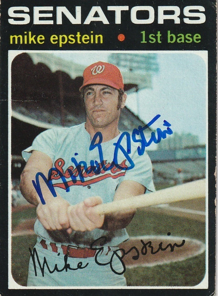 MIKE EPSTEIN WASHINGTON SENATORS  SIGNED 1971 TOPPS CARD #655