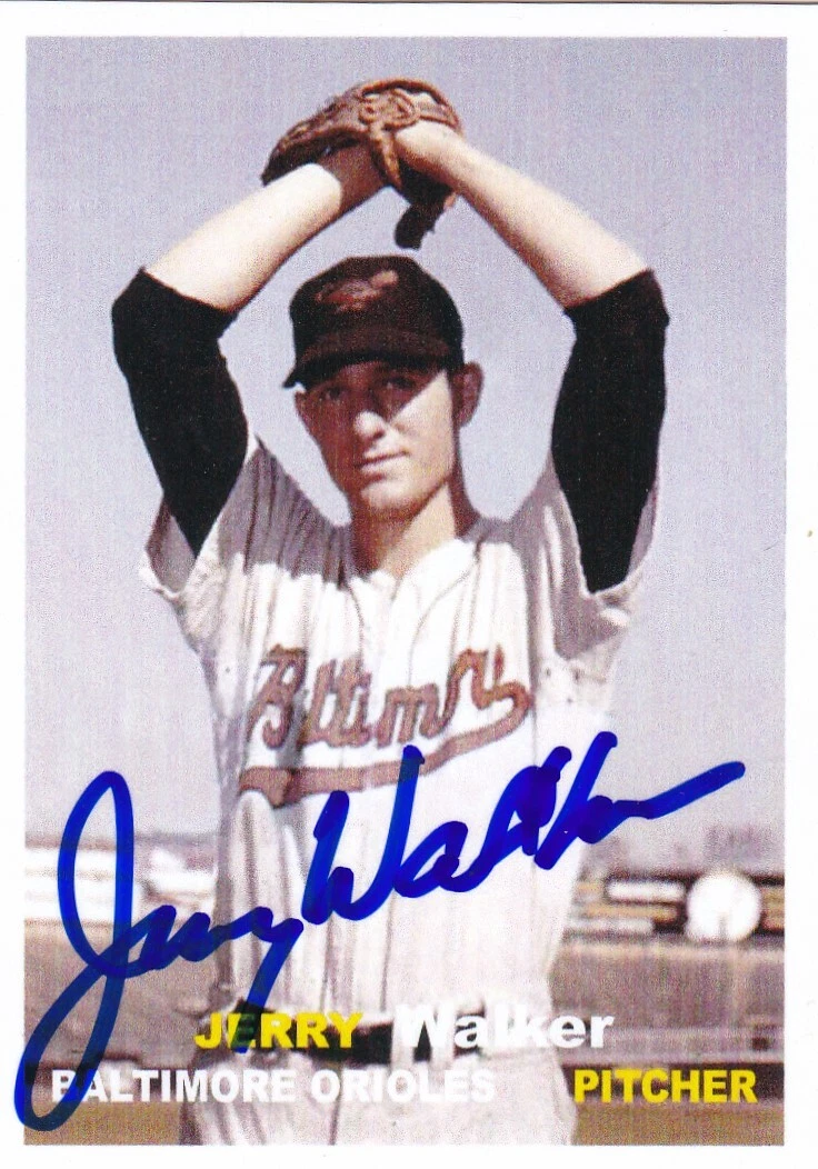 JERRY WALKER  BALTIMORE ORIOLES  SIGNED 1957 STYLE CUSTOM CARD