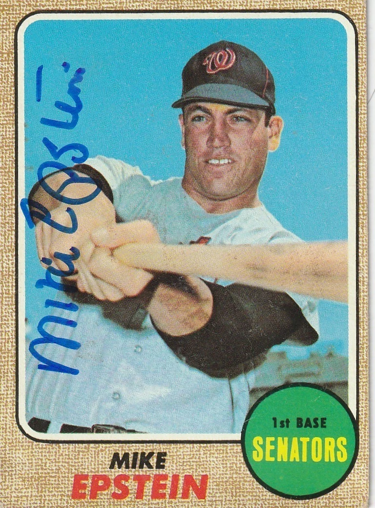 MIKE EPSTEIN WASHINGTON SENATORS  SIGNED 1968 TOPPS CARD #358