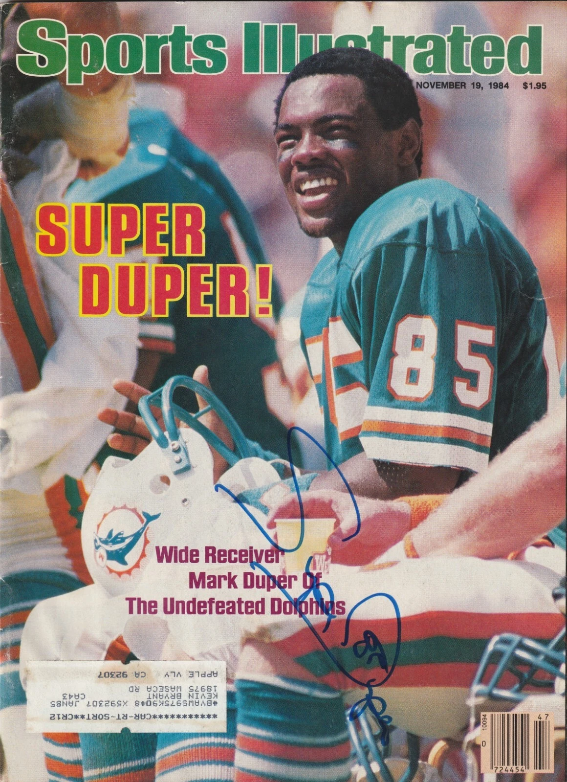 MARK DUPER MIAMI DOLPHINS  SIGNED SPORTS ILLUSTRATED