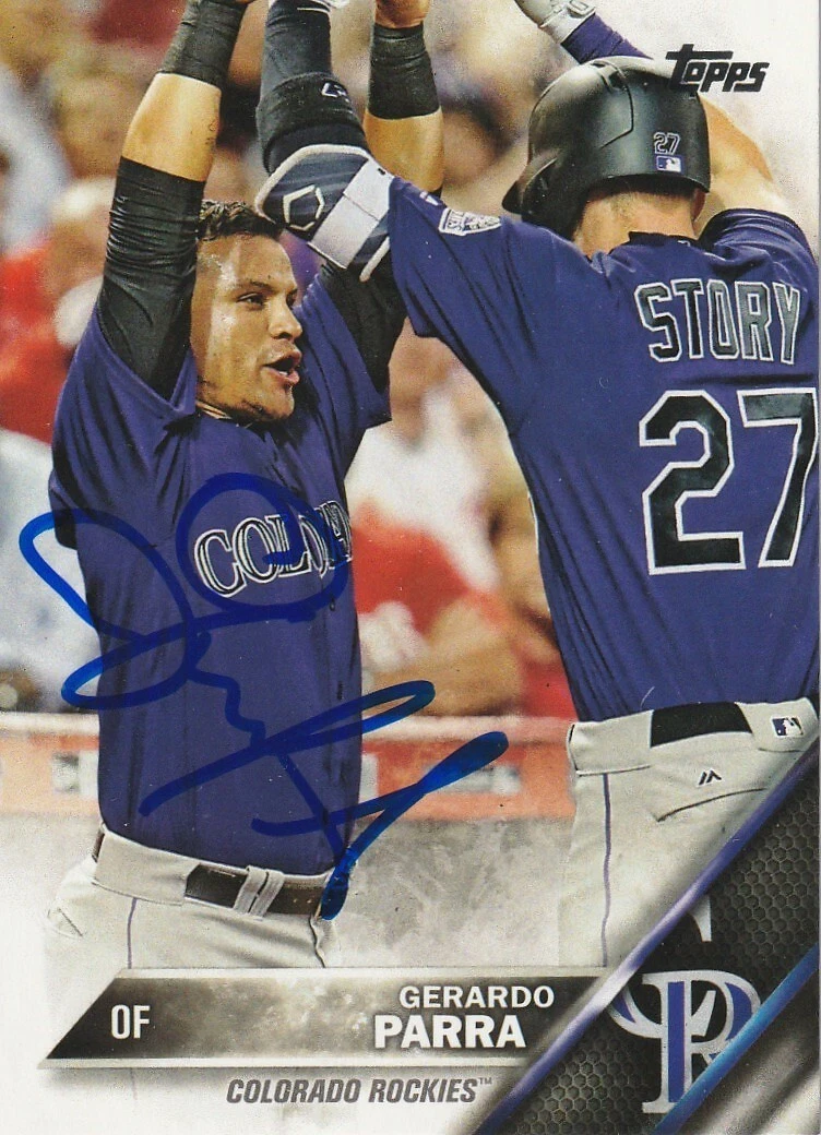 GERARDO PARRA COLORADO ROCKIES  SIGNED 2016 TOPPS UPDATE CARD #US286