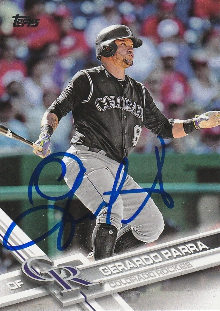 GERARDO PARRA COLORADO ROCKIES  SIGNED 2017 TOPPS CARD #537