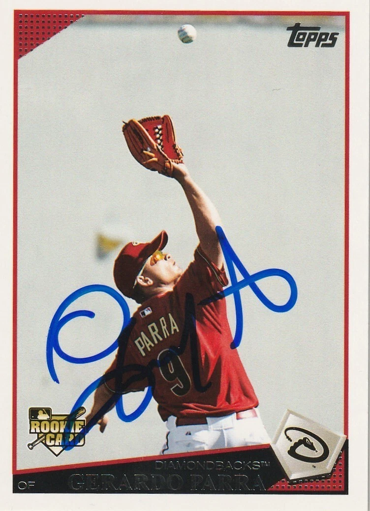 GERARDO PARRA ARIZONA DIAMONDBACKS  SIGNED 2009 TOPPS UPDATE CARD #UH84