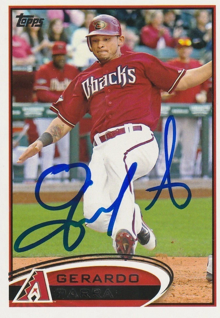 GERARDO PARRA ARIZONA DIAMONDBACKS  SIGNED 2012 TOPPS CARD #624