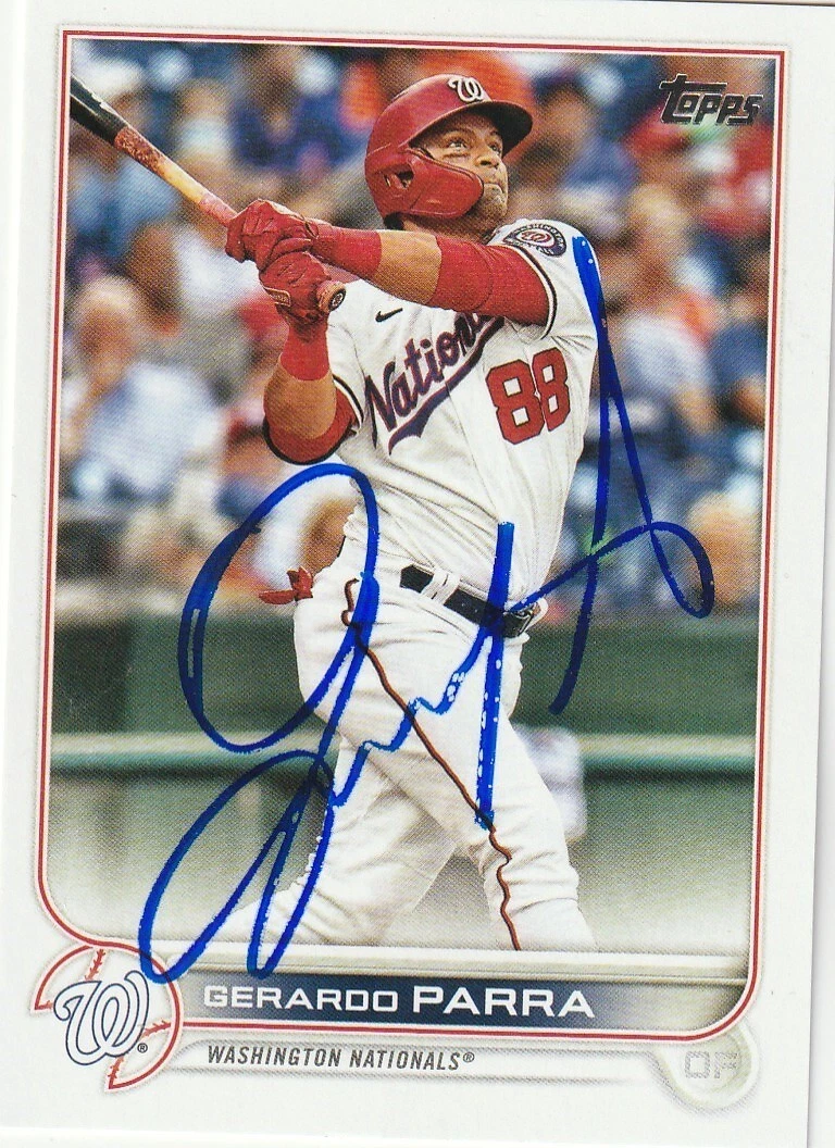GERARDO PARRA WASHINGTON NATIONALS  SIGNED 2022 TOPPS CARD #583