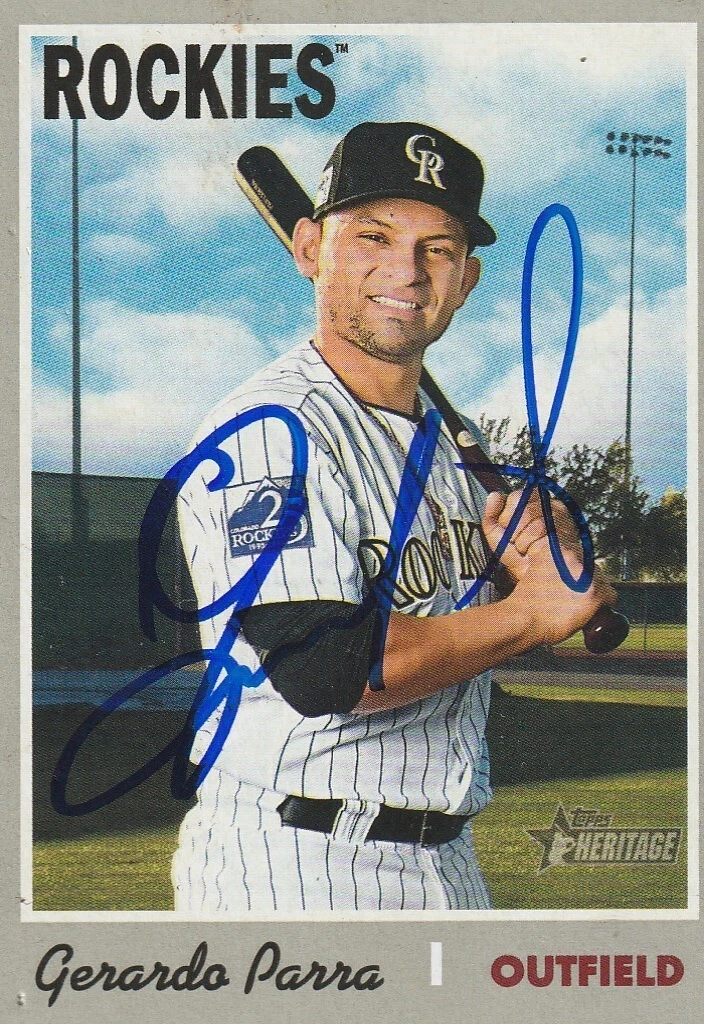 GERARDO PARRA COLORADO ROCKIES  SIGNED 2019 TOPPS HERITAGE CARD #248