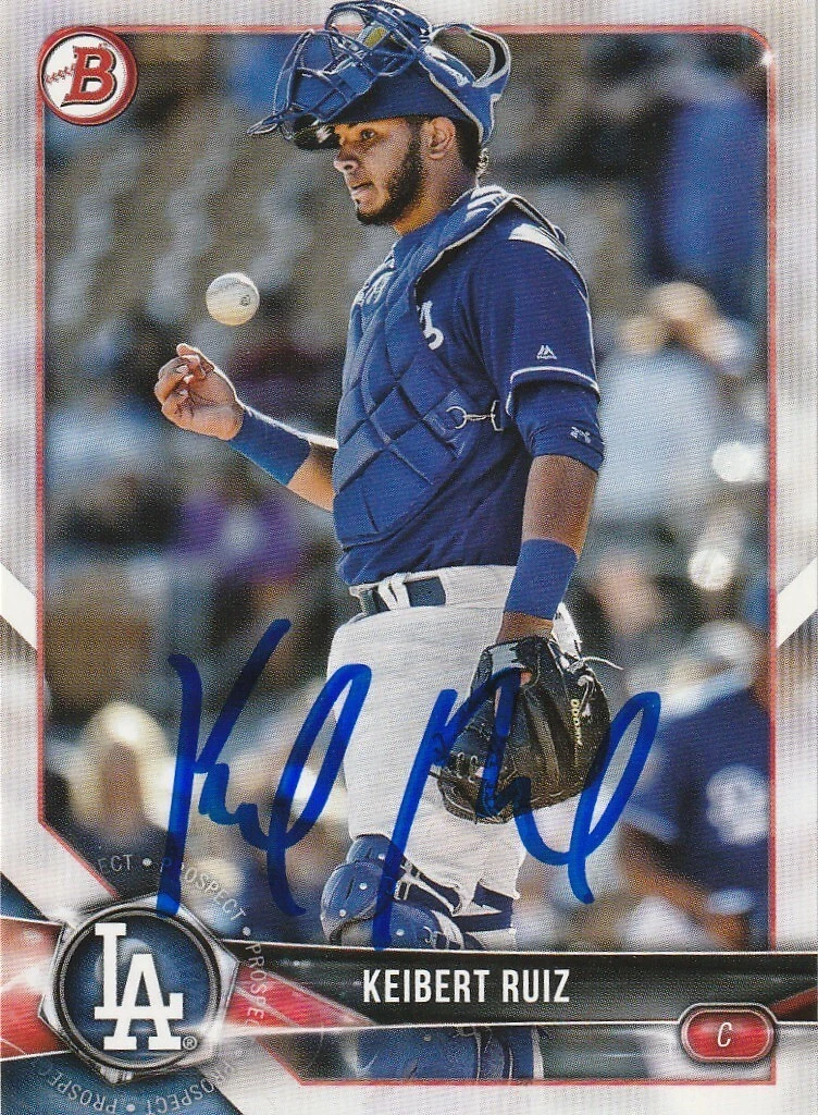 KEIBERT RUIZ  LOS ANGELES DODGERS  SIGNED 2018 BOWMAN DRAFT CARD #BD-114