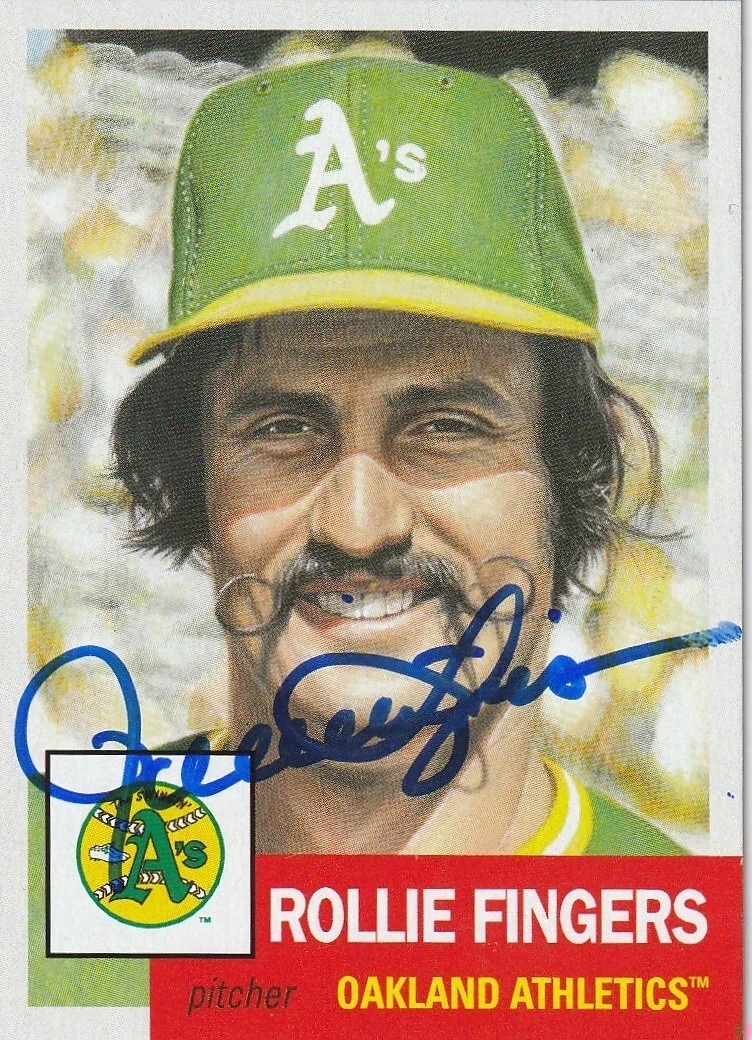 ROLLIE FINGERS OAKLAND A'S  SIGNED TOPPS LIVING SET #281