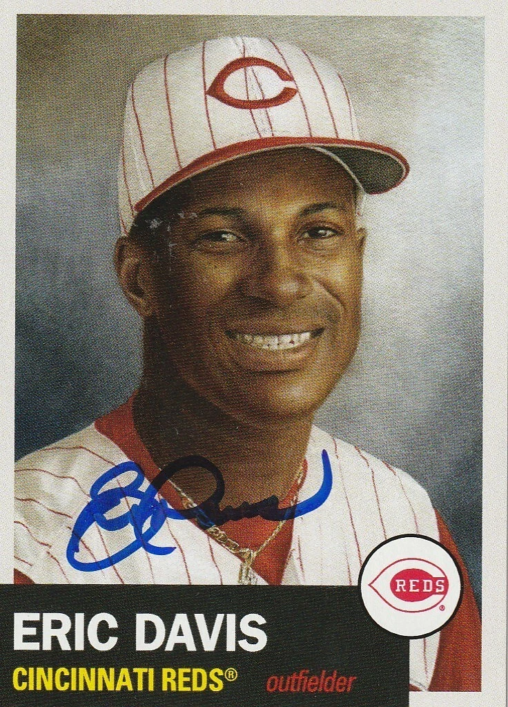 ERIC DAVIS CINCINNATI REDS  SIGNED TOPPS LIVING SET #728