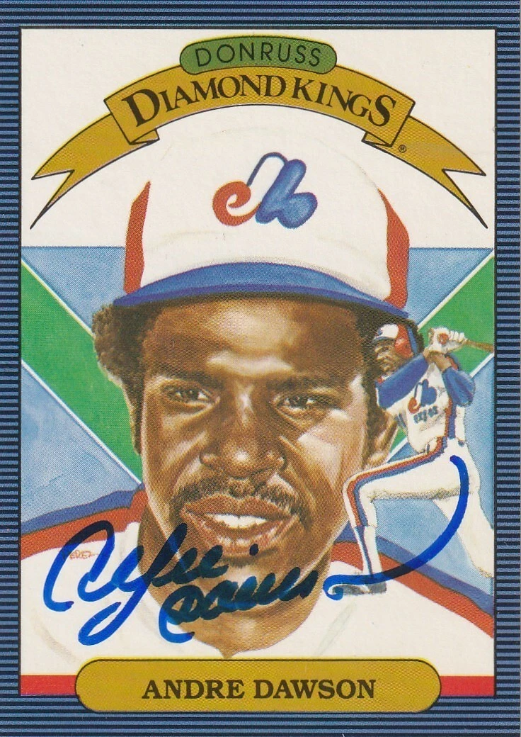 ANDRE DAWSON MONTREAL EXPOS  SIGNED 1986 DONRUSS DIAMOND KING CARD #25