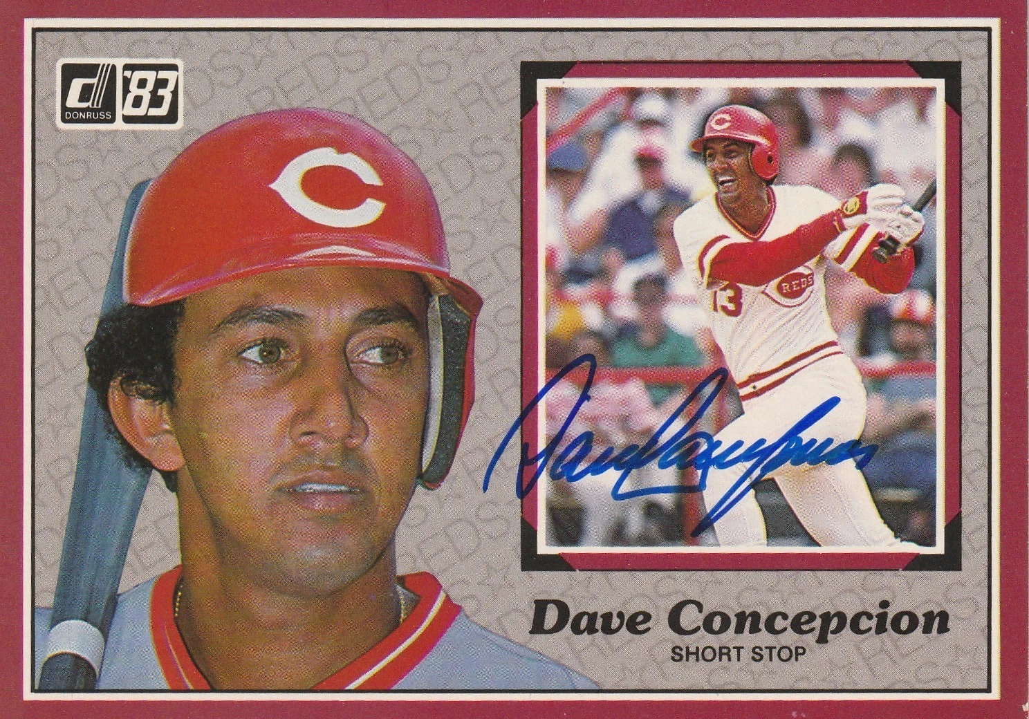 DAVE CONCEPCION CINCINNATI REDS  SIGNED 1983 DONRUSS ACTION ALL STAR CARD #47