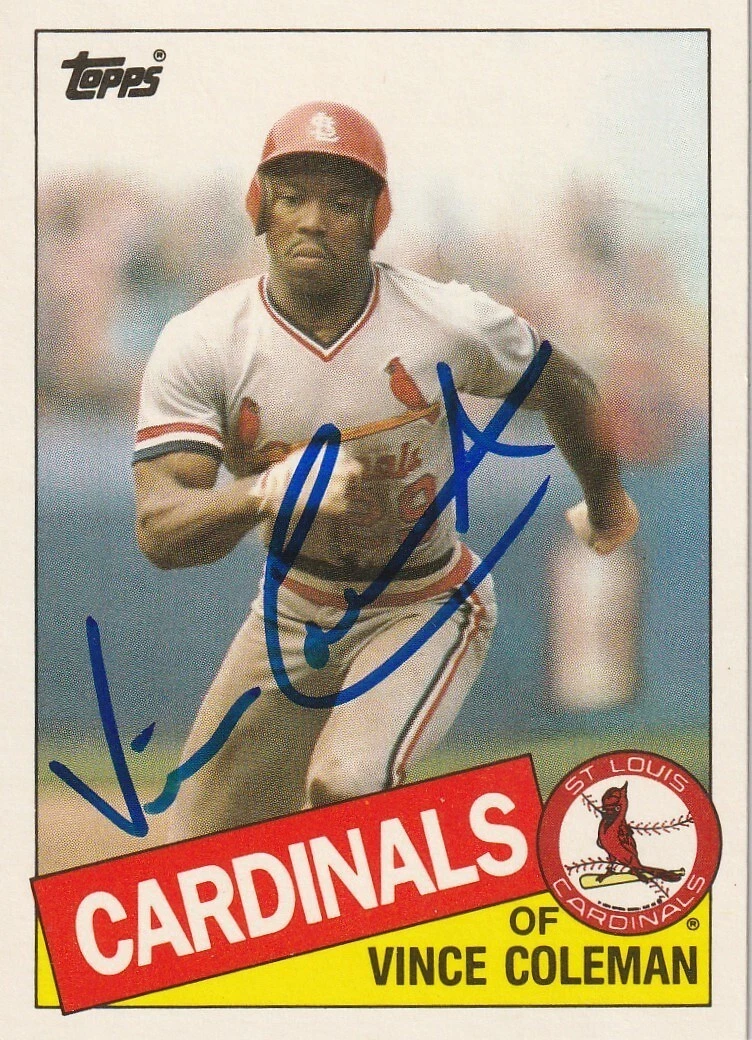 VINCE COLEMAN ST. LOUIS CARDINALS  SIGNED 1985 TOPPS TRADED CARD #24T
