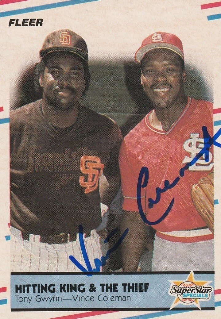 VINCE COLEMAN ST. LOUIS CARDINALS  SIGNED 1988 FLEER CARD #634