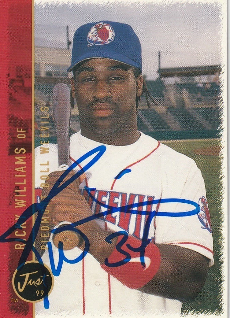 RICKY WILLIAMS  PIEDMONT BULL WEEVILS SIGNED 1999 JUST BASE SET CARD #36