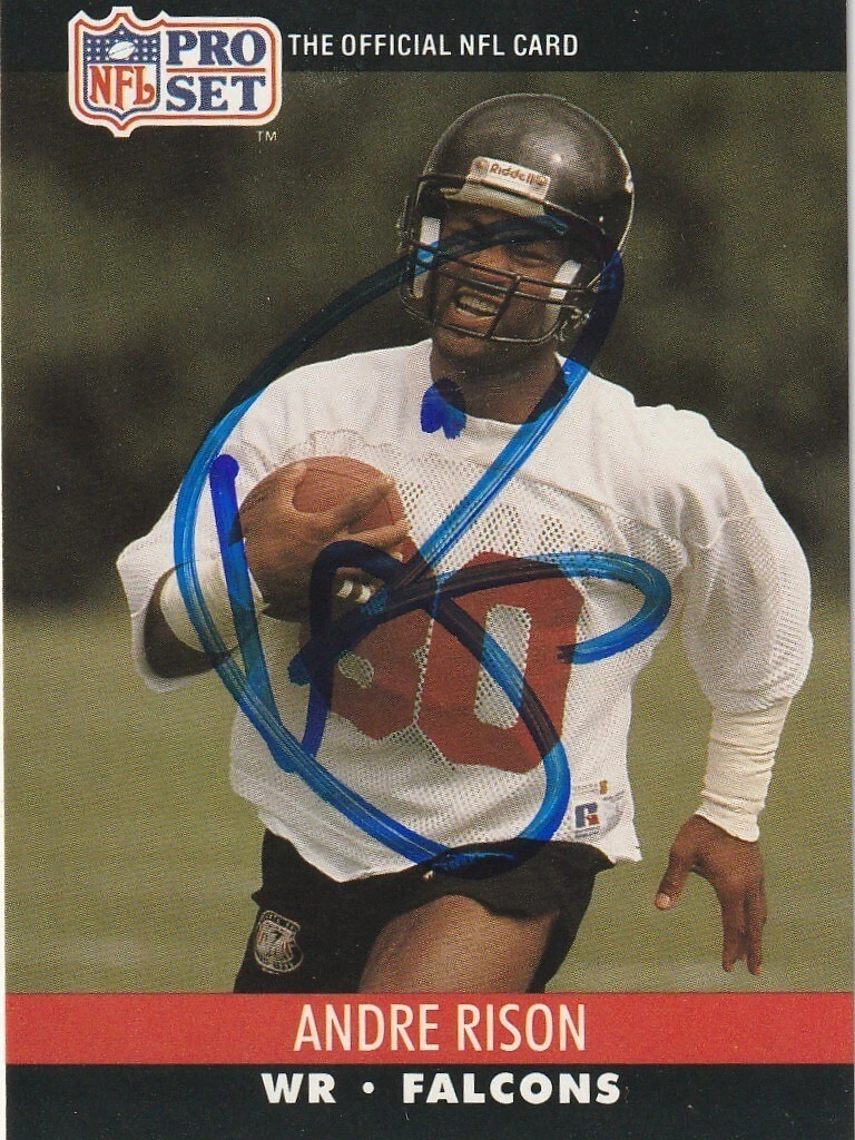 ANDRE RISON ATLANTA FALCONS  SIGNED 1990 PRO SET CARD #434