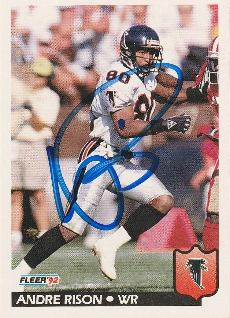 ANDRE RISON ATLANTA FALCONS  SIGNED 1992 FLEER CARD #15