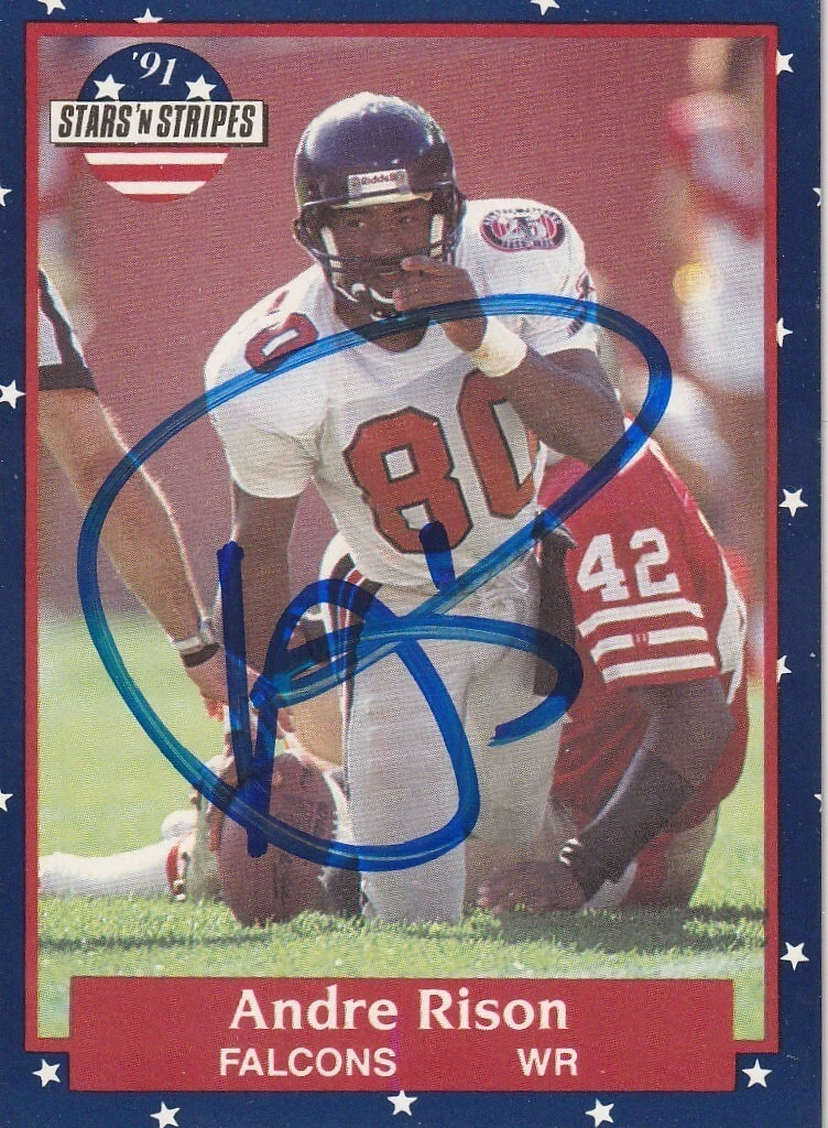 ANDRE RISON ATLANTA FALCONS  SIGNED 1991 STARS & STRIPES CARD #63