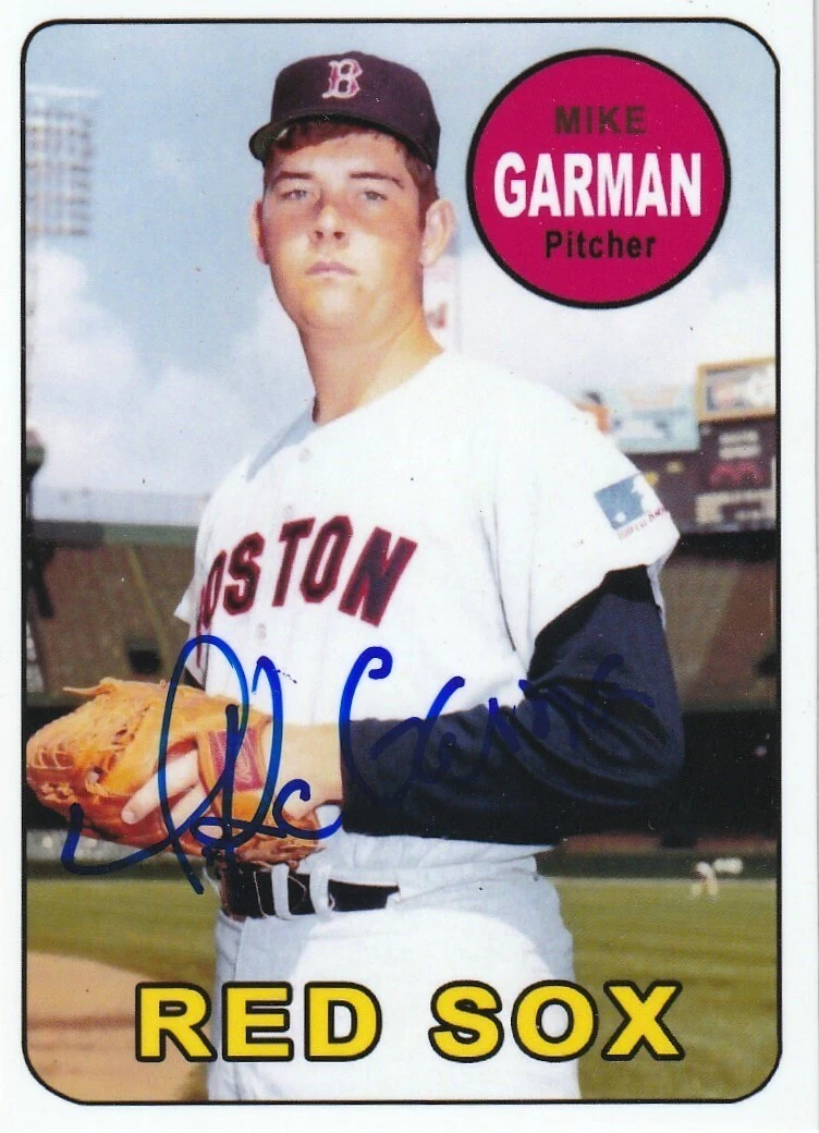 MIKE GARMAN BOSTON RED SOX  SIGNED 1969 STYLE CUSTOM CARD
