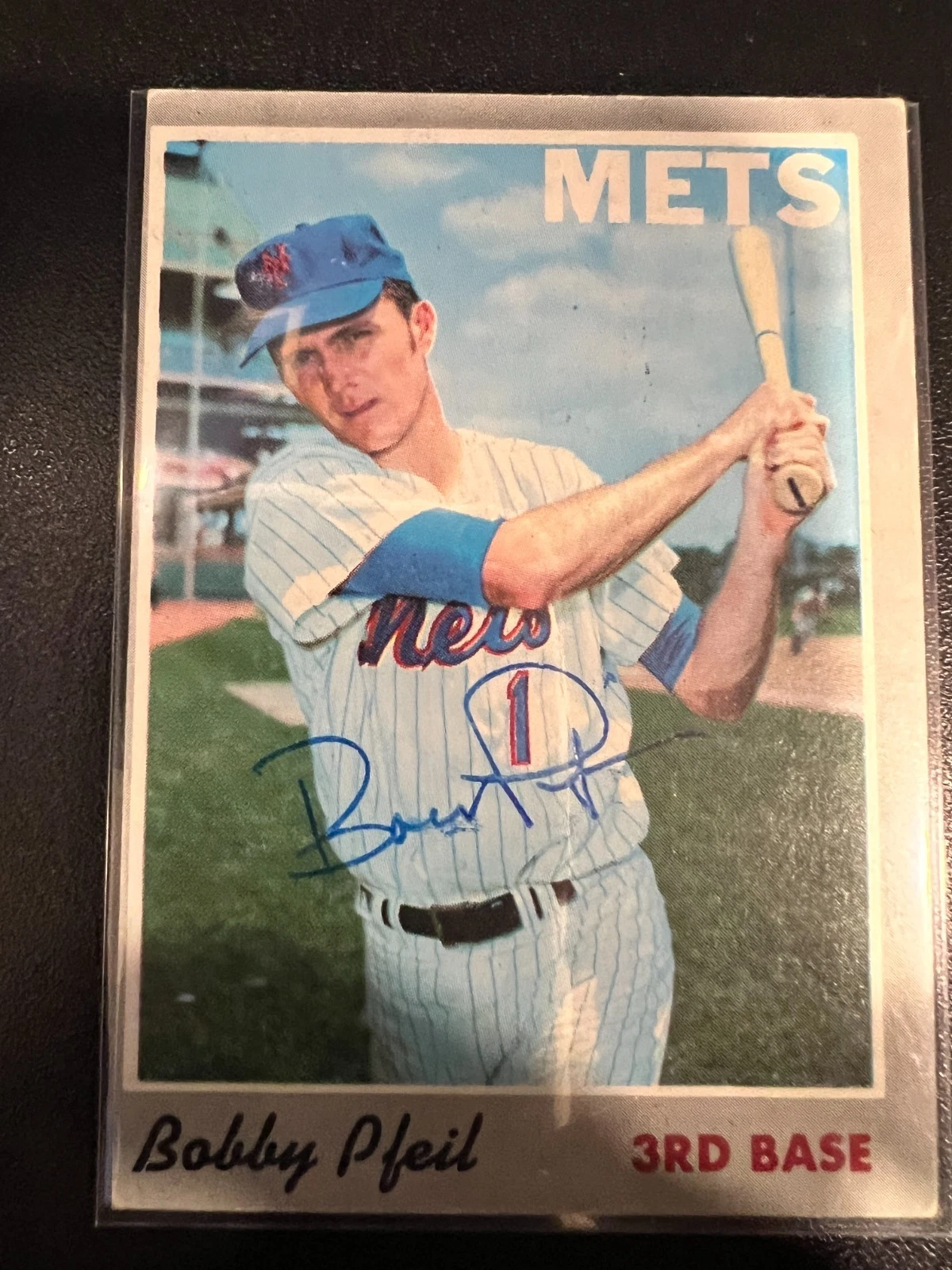 BOBBY PFEIL NEW YORK METS  SIGNED 1970 TOPPS CARD #99