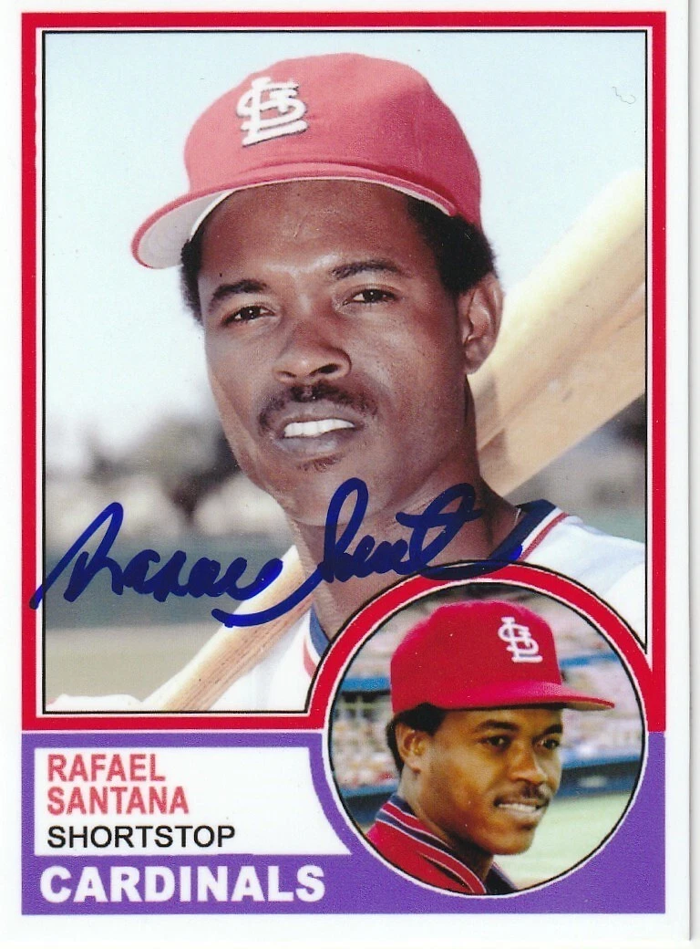 RAFAEL SANTANA  ST. LOUIS CARDINALS  SIGNED 1983 STYLE CUSTOM CARD