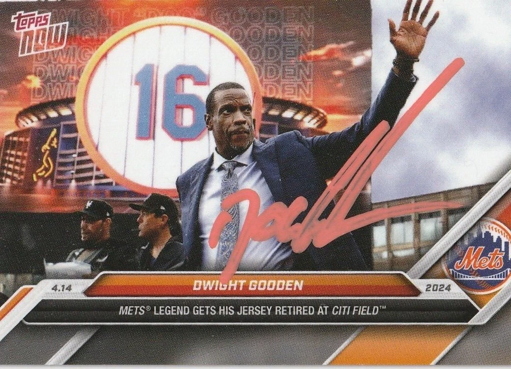 DWIGHT GOODEN NEW YORK METS  SIGNED 2024 TOPPS NOW  JERSEY RETIREMENT 4/14/24