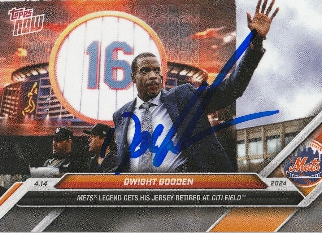DWIGHT GOODEN NEW YORK METS  SIGNED 2024 TOPPS NOW  JERSEY RETIREMENT 4/14/24