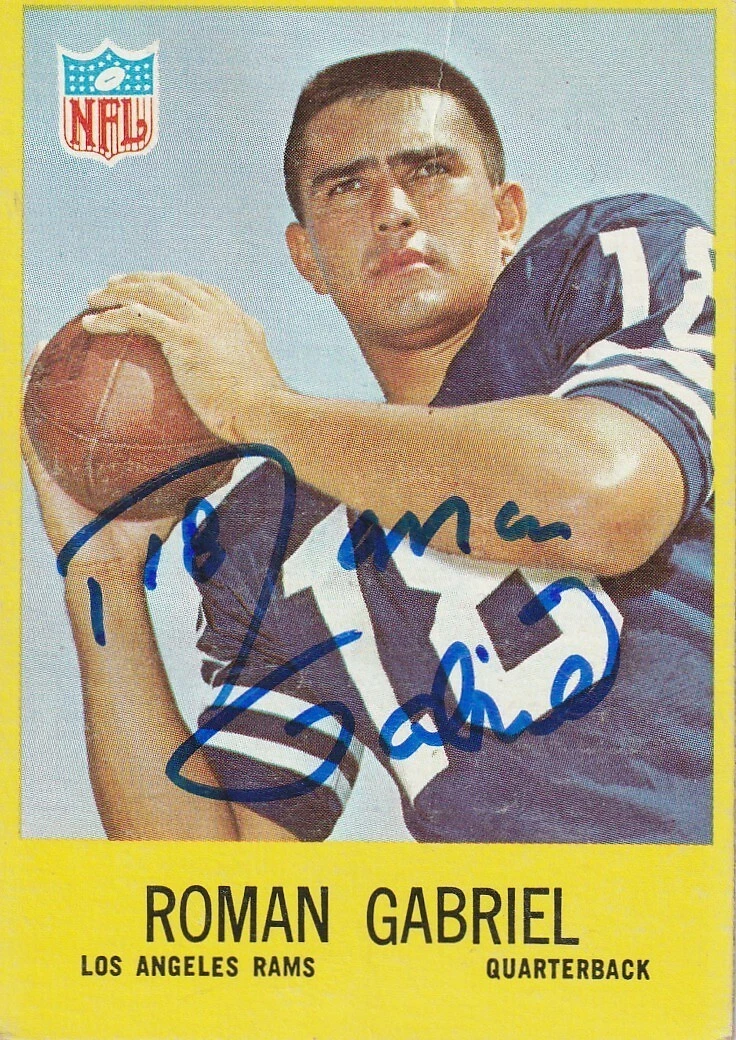 ROMAN GABRIEL LOS ANGELES RAMS  SIGNED 1967 PHILADELPHIA CARD #88