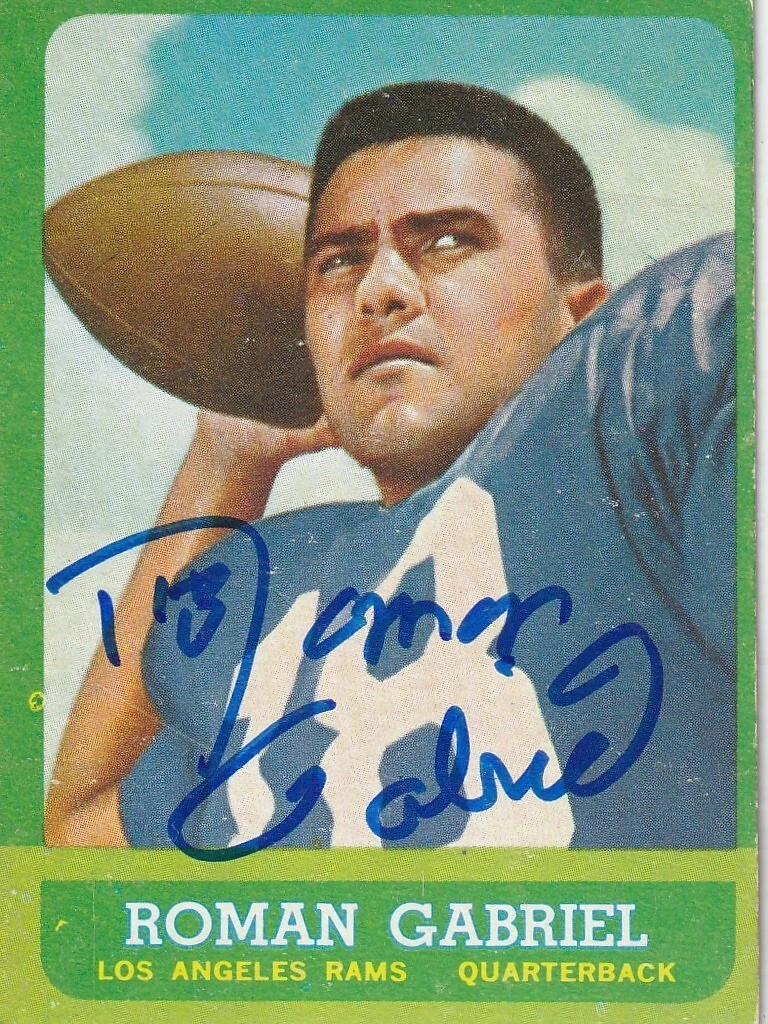 ROMAN GABRIEL LOS ANGELES RAMS  SIGNED 1963 TOPPS CARD #37