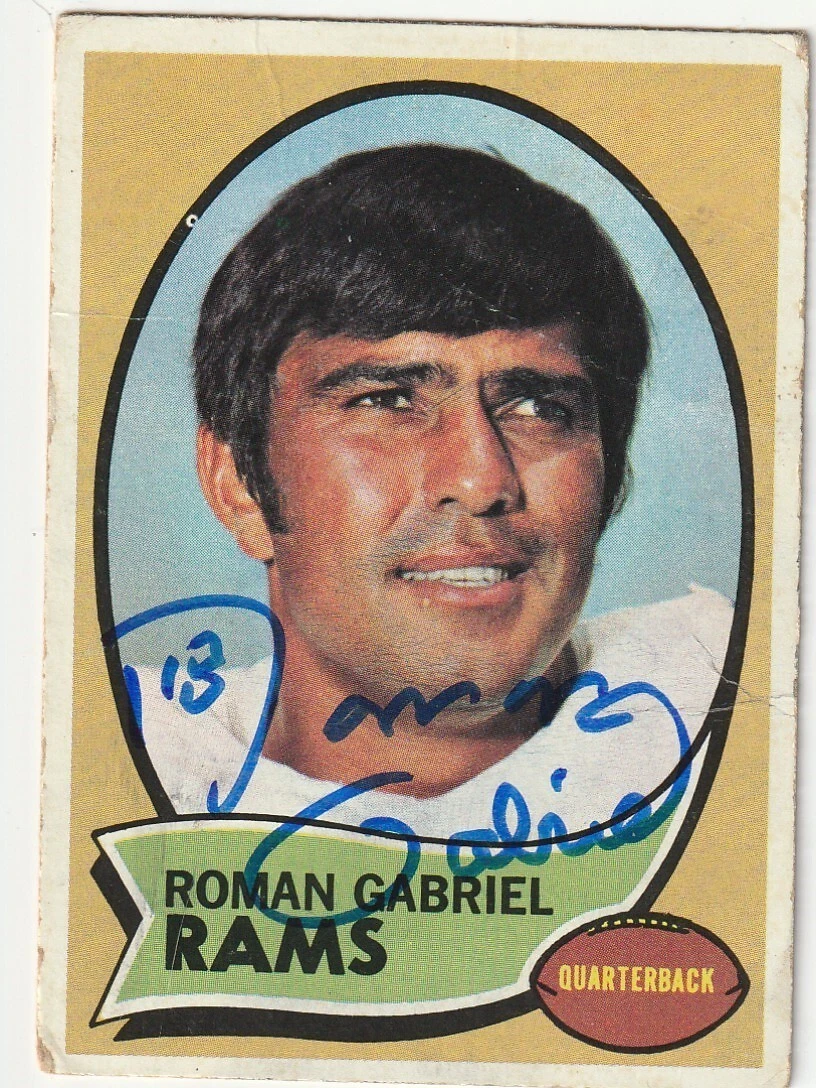 ROMAN GABRIEL LOS ANGELES RAMS  SIGNED 1970 TOPPS CARD #100