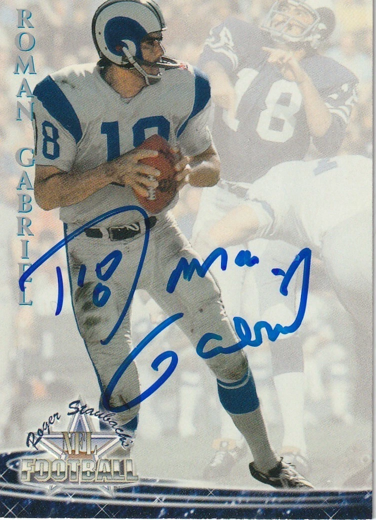 ROMAN GABRIEL LOS ANGELES RAMS  SIGNED 1994 TED WILLIAMS CARD #28